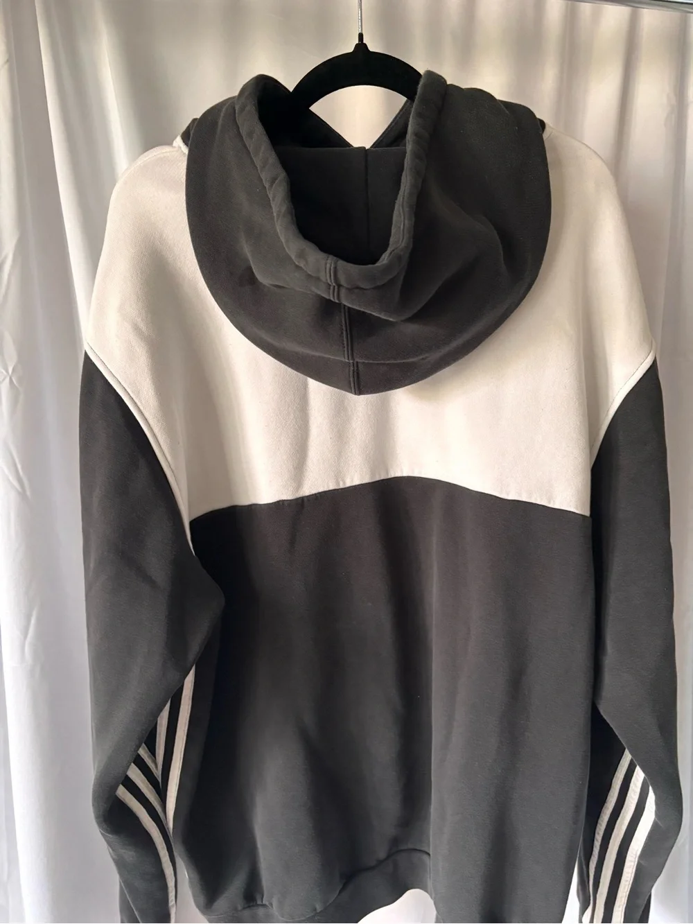 adidas Black and White Colorblock Hoodie Sweater